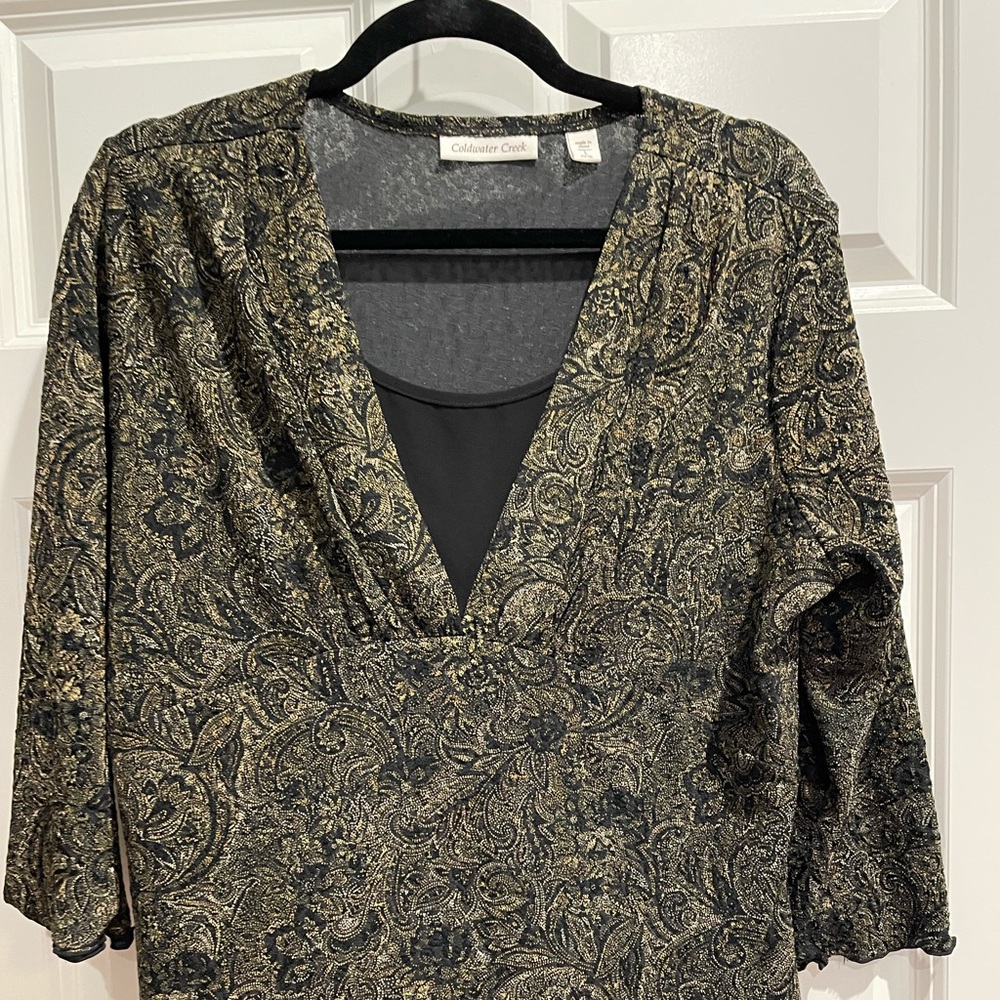 Coldwater Creek 3/4 Sleeve Blouse L14/16) 50% Acetate 45%Polyester 5%Spandex